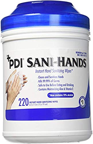 PDI Sanihands ALC Antimicrobial Alcohol Gel Hand Wipes (220 Wipes)