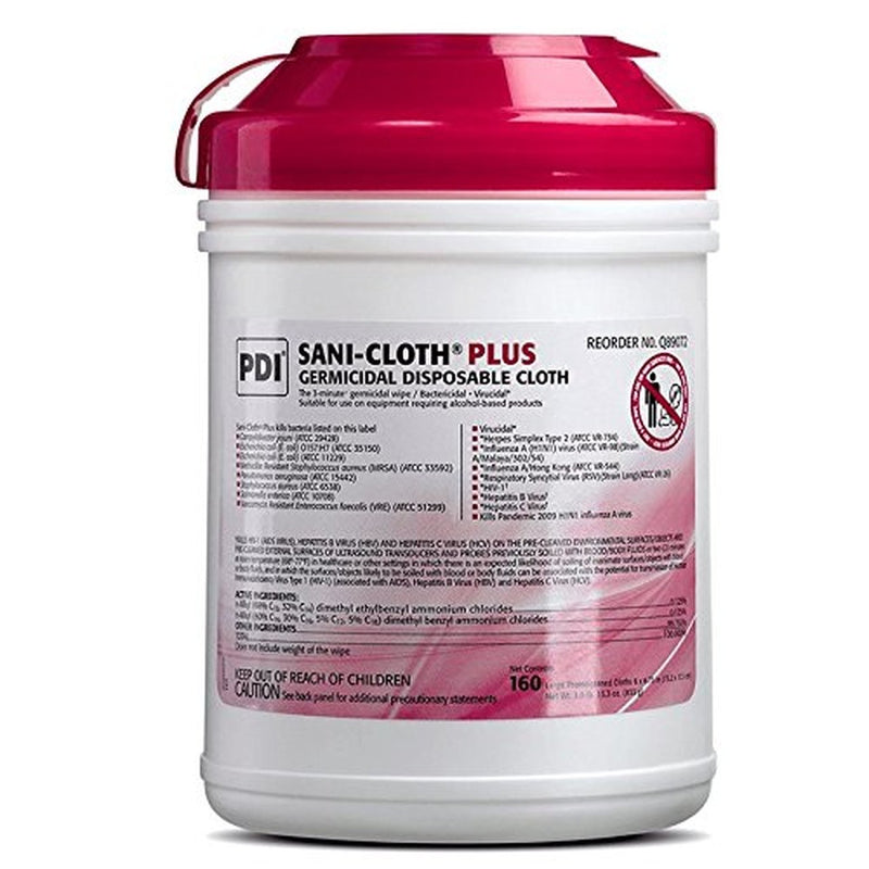 PDI Q89072 Sani-Cloth Plus Germicidal Disposable Cloth, Large Canister (Pack of 160)